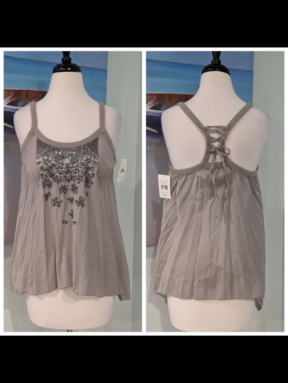 NWT Willow & Clay Gray Sequin Tank